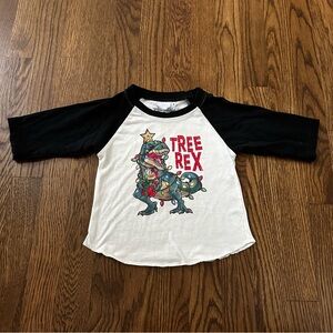Tree Rex Christmas raglan tshirt, size 18M